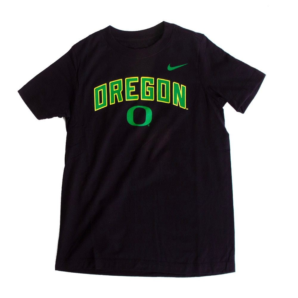 Classic Oregon O, Nike, Black, Crew Neck, Cotton, Kids, Youth, Arched Oregon, T-Shirt, 766315